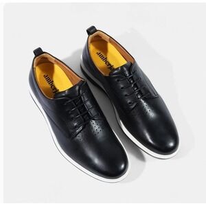 Amberjack Men's Size 14 Wide Black Leather Dress Sneakers Hybrid Shoes